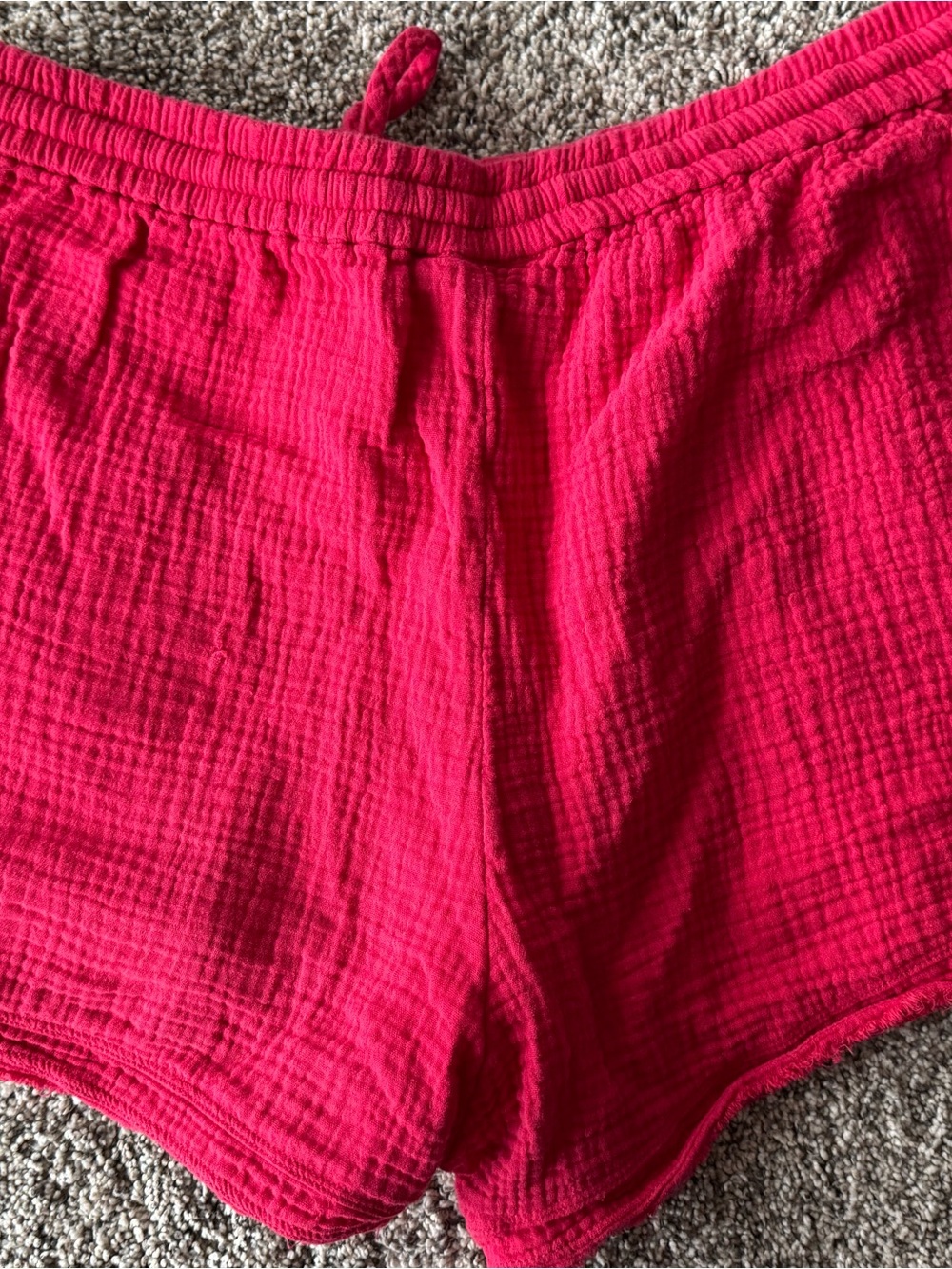 Anthropologie Saturday/Sunday Hot Pink Gauze Drawstring Shorts